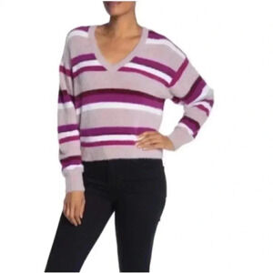 Splendid Pink Lilac V-Neck Eyelash Knit Dolman Sleeve Sweater Size XS WOMENS NEW